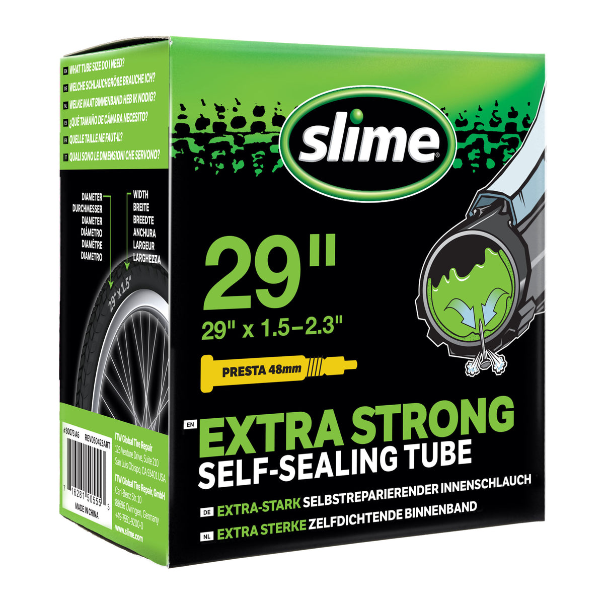 Slime binnenband 29 inch met Presta ventiel gevuld met anti-lek vloeistof