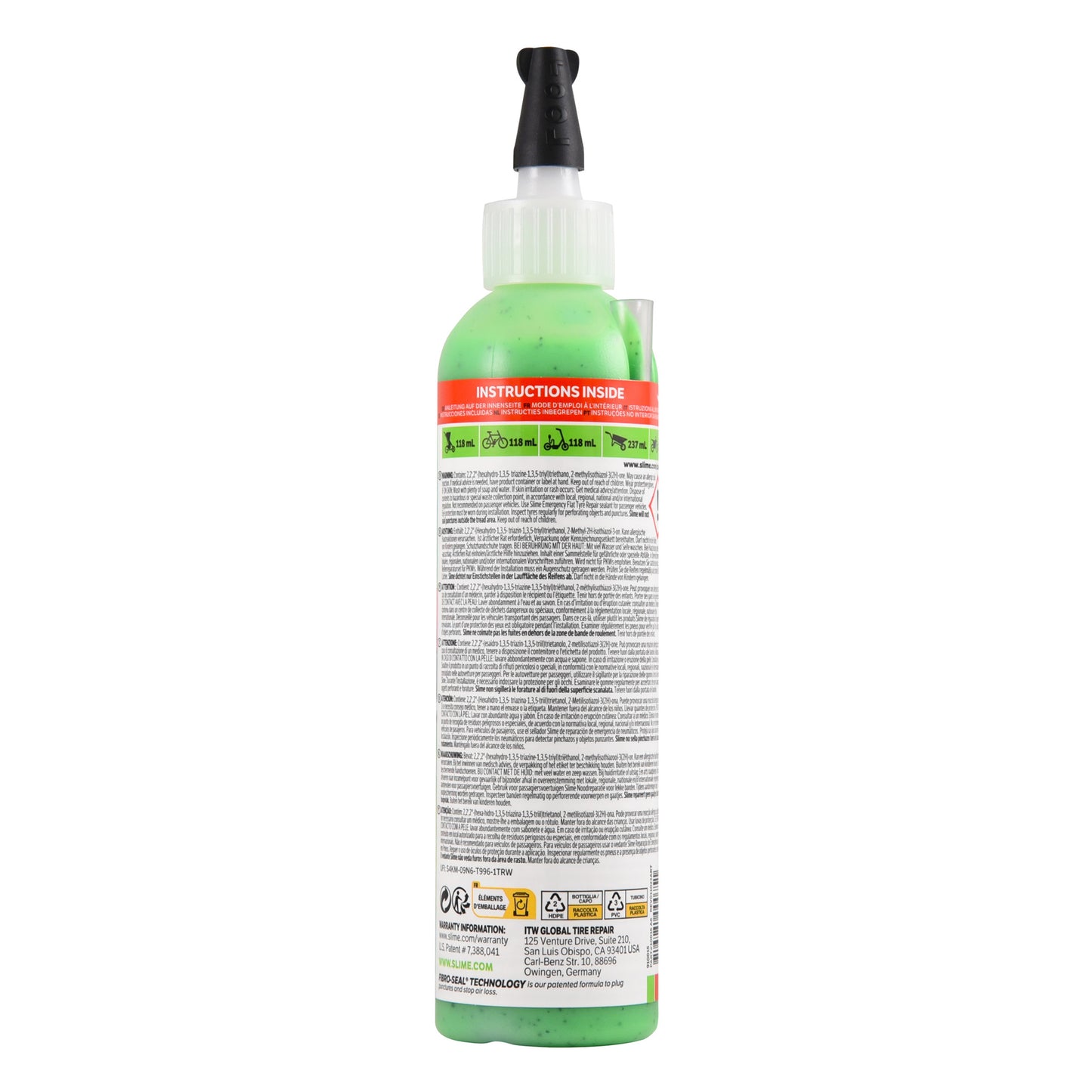 Slime binnenband anti-lek vloeistof 237 ml – voorkomt en repareert lekke banden