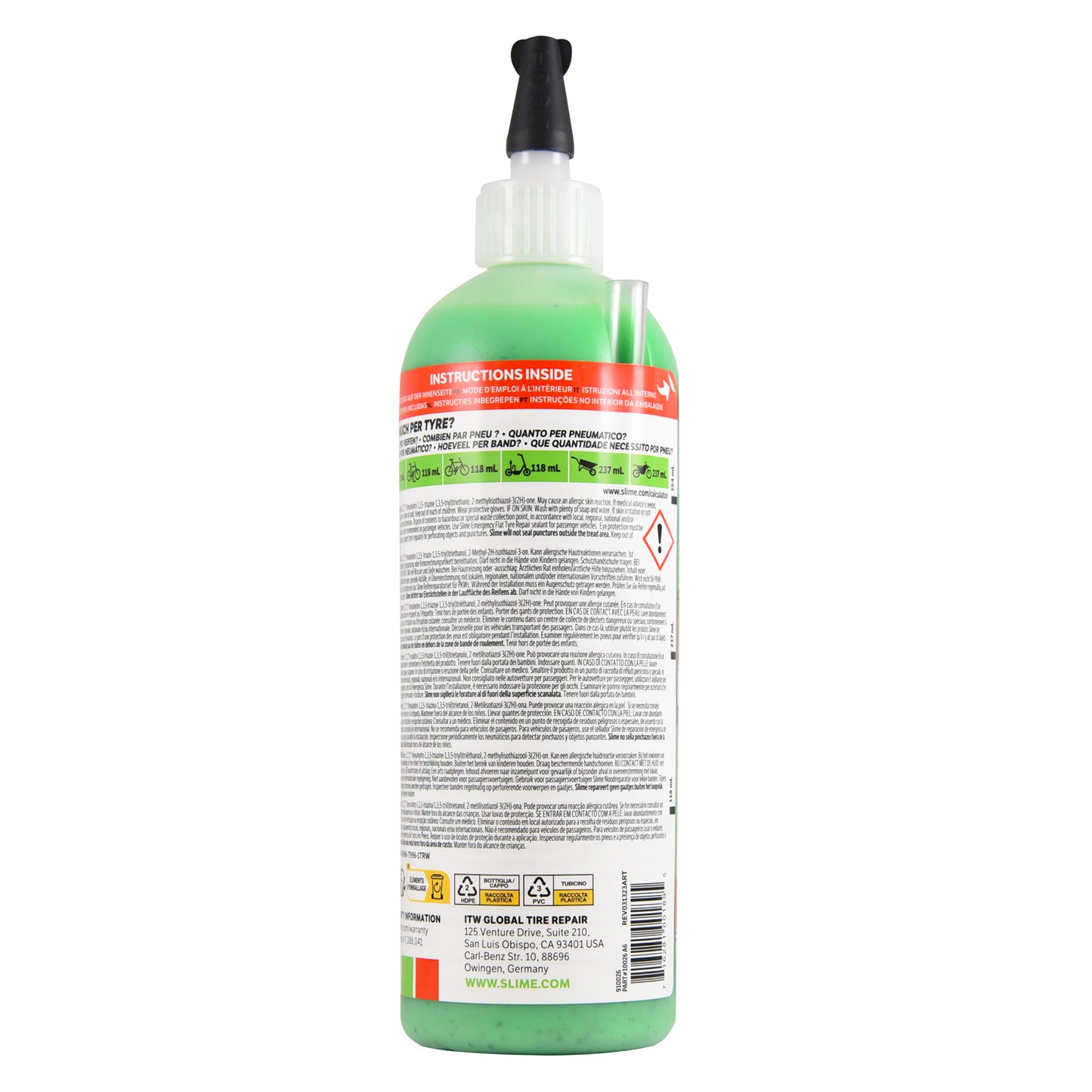 Slime binnenband anti-lek vloeistof 473 ml – voorkomt en repareert lekke banden