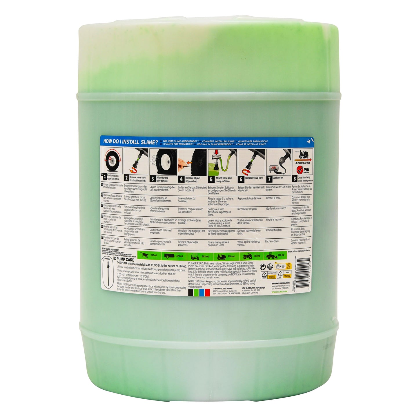 Slime tubeless sealant 18,9 liter – voorkomt & repareert lekke tubeless banden