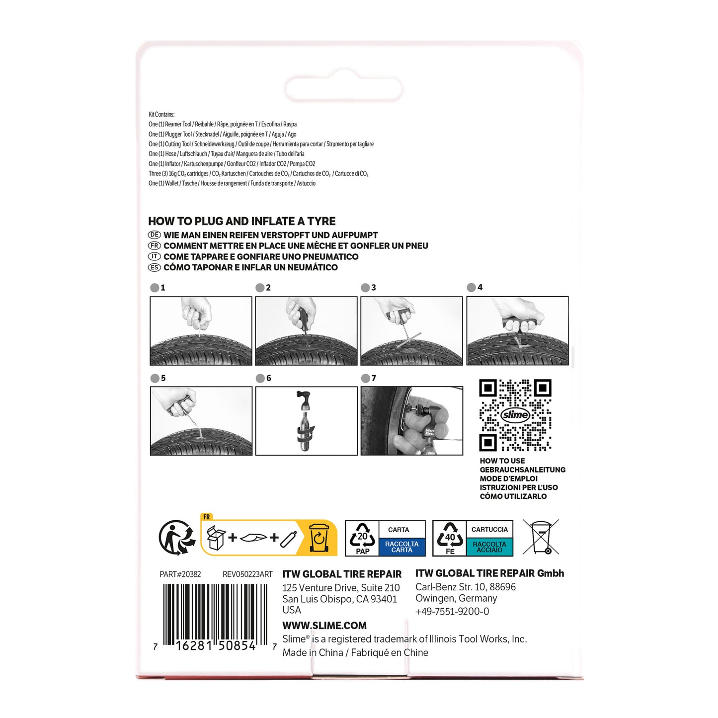 Slime bandenreparatieset – Met CO₂-patronen voor off-highway banden