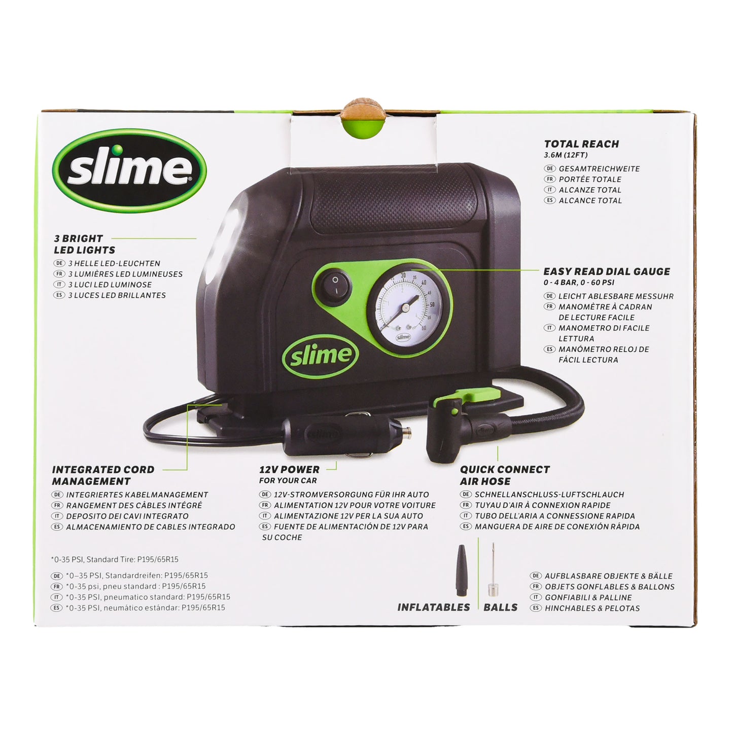 Slime 12V compressor – bandenpomp voor autobanden