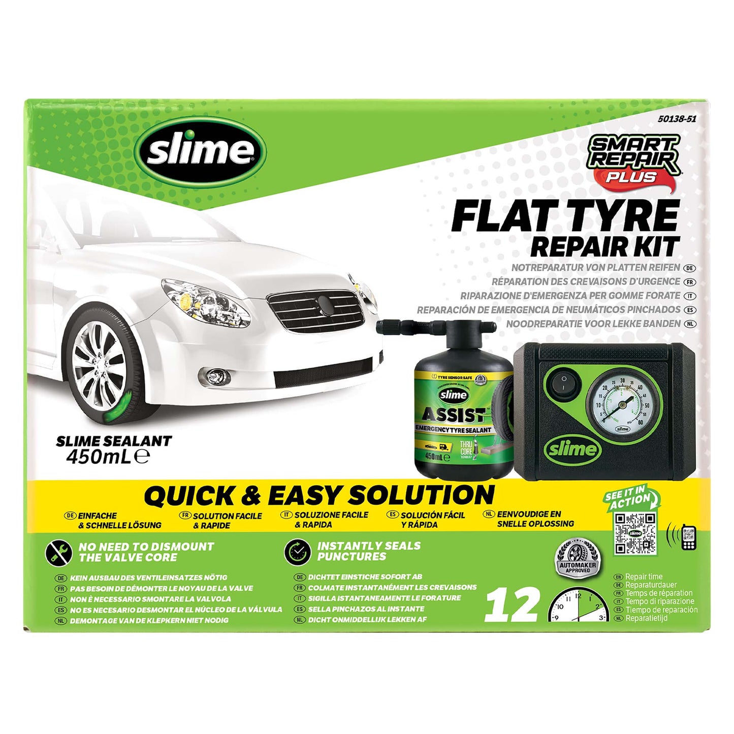 Slime Smart Repair Plus noodreparatieset – slim alternatief voor reservewiel