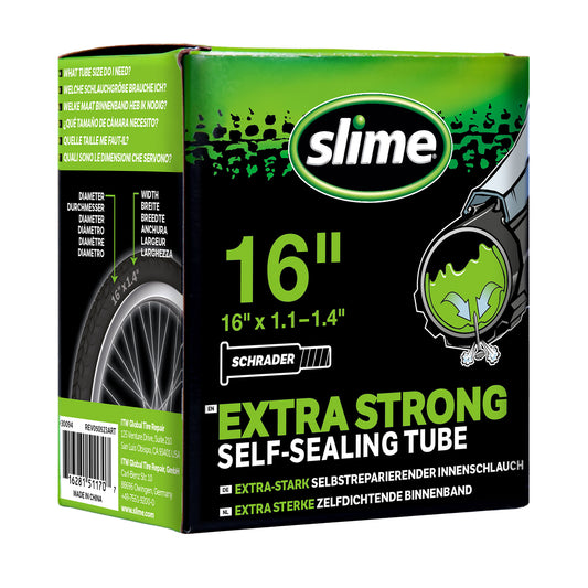 Slime binnenband 16 inch met Schrader ventiel gevuld met anti-lek vloeistof