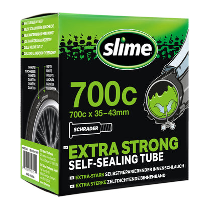 Slime binnenband 28 inch met Schrader ventiel gevuld met anti-lek vloeistof