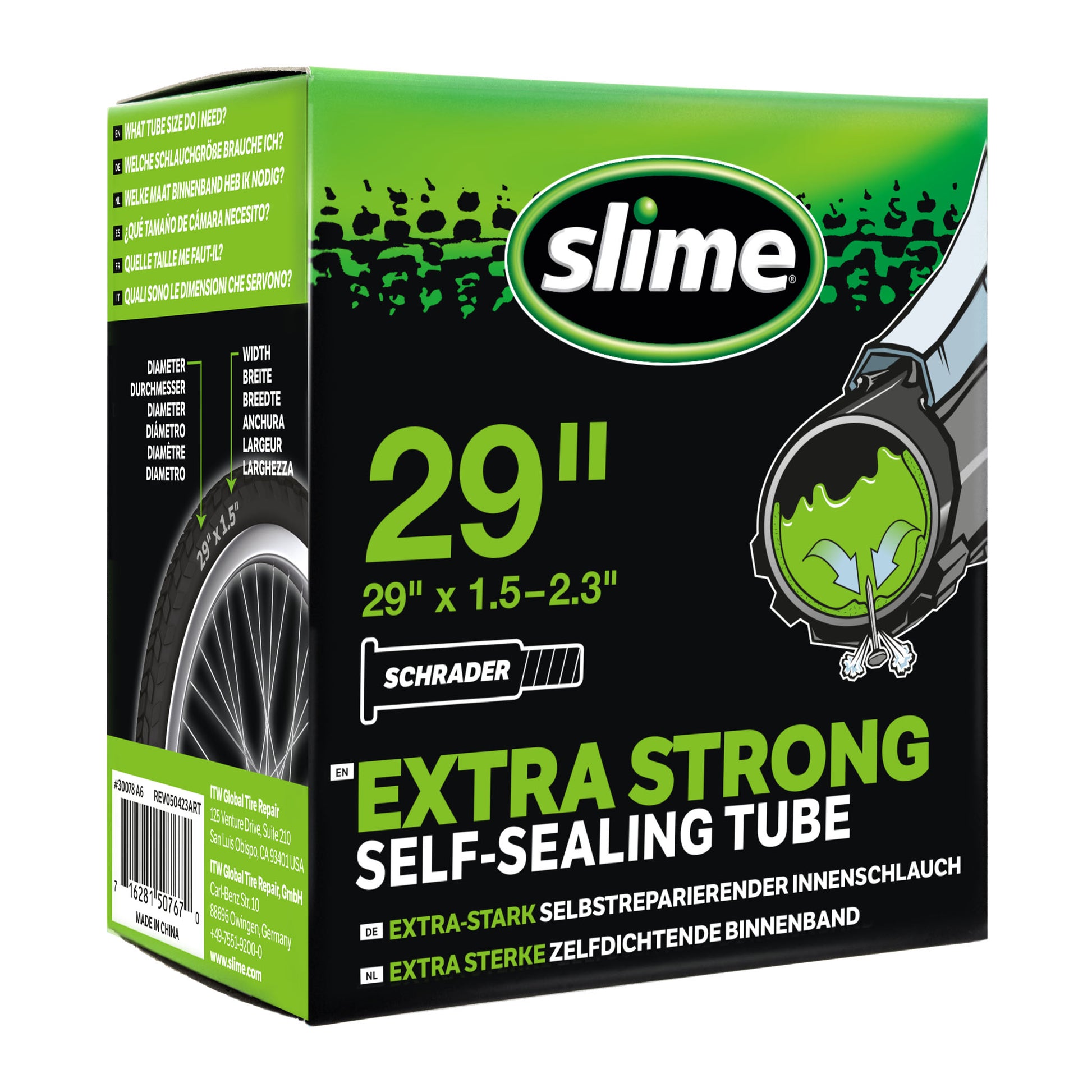 Slime binnenband 29 inch met Schrader ventiel gevuld met anti-lek vloeistof