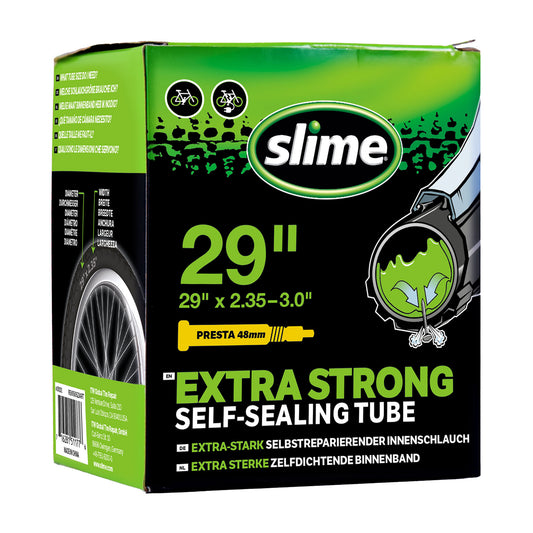 Slime binnenband 29 inch voor brede banden met Presta ventiel gevuld met anti-lek vloeistof