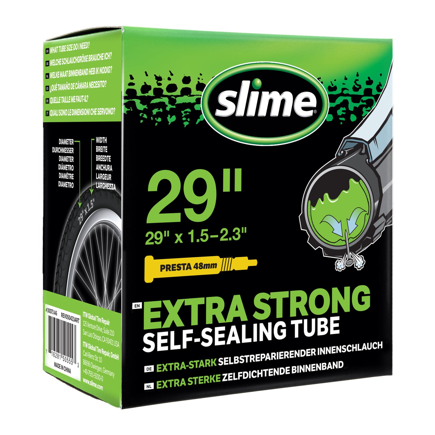 Slime binnenband 29 inch met Presta ventiel gevuld met anti-lek vloeistof