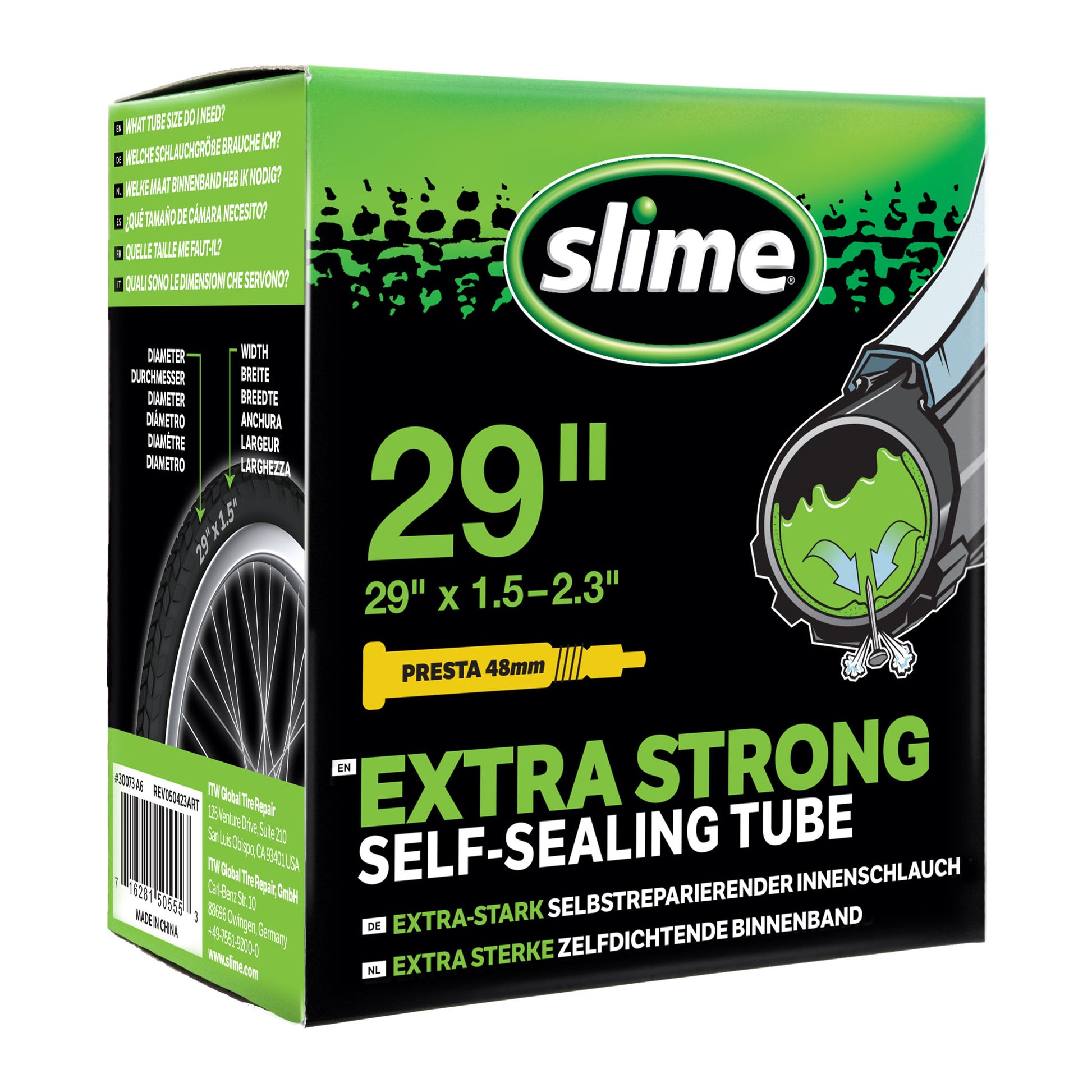 Slime binnenband 29 inch met Presta ventiel gevuld met anti-lek vloeistof